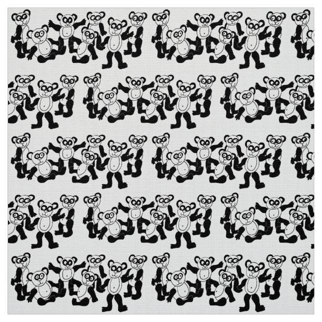 Tecido pandas preto e branco brincalhão (Modelo)