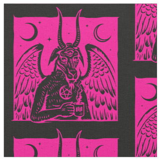 Tecido pantagão pentagrama lua café demônio rosa quente