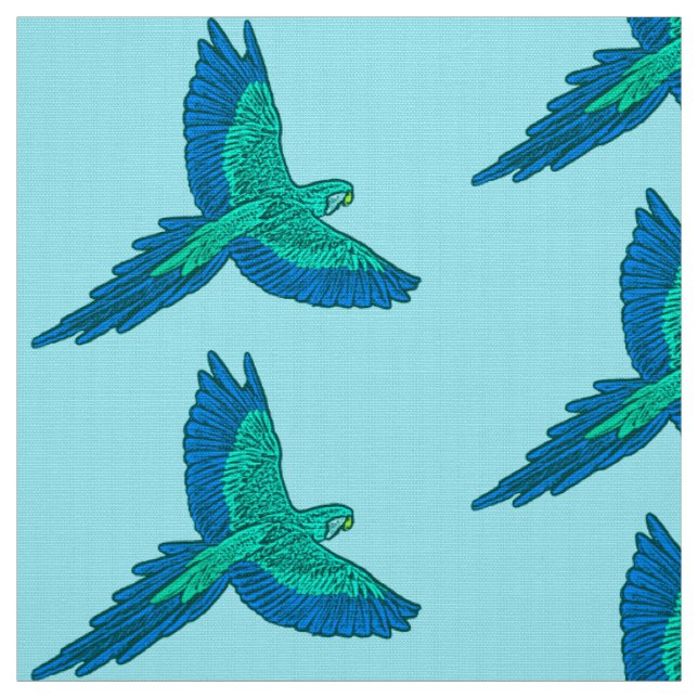 Tecido Papagaio a Voo, Aqua e Azul Cobalto (Modelo)