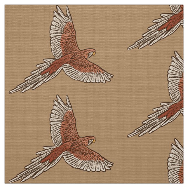 Tecido Papagaio em Voo, Rua, Creme e Camel Tan (Modelo)
