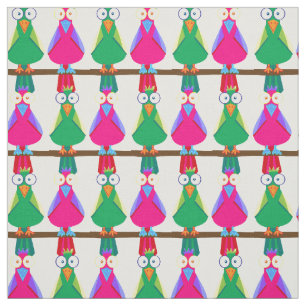 Tecido Papagaios de desenho animado verdes e rosas