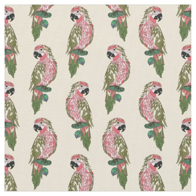 Tecido Papagaios do estilo de Zentangle (Detalhe)