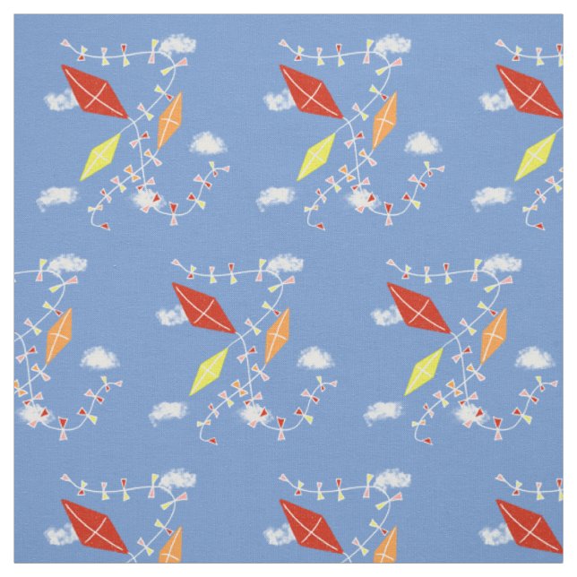 Tecido Papagaios em Crianças-Padrão de Nuvens do Céu Azul (Modelo)