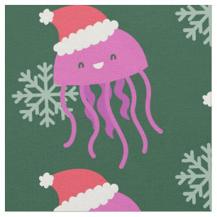 Tecido papai noel de água-viva feia de natal