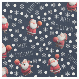 Tecido Papai Noel de Basquete em Azul Marinho