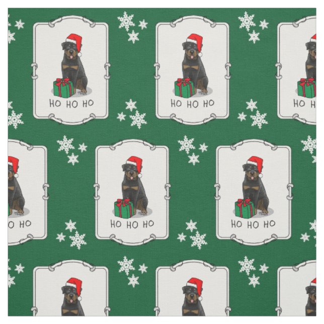 Tecido Papai Noel de Natal Que Rottweiler Cachorro Engraç (Modelo)