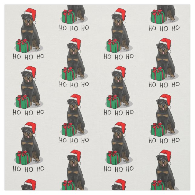 Tecido Papai Noel de Natal Que Rottweiler Cachorro Engraç (Modelo)