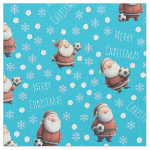 Tecido Papai Noel do Futebol em Azul Turquesa Brilhante
