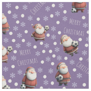 Tecido Papai Noel do Futebol no Roxo