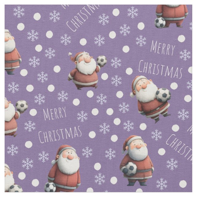 Tecido Papai Noel do Futebol no Roxo (Detalhe)