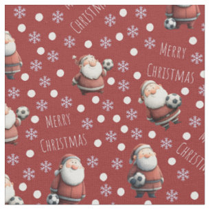 Tecido Papai Noel do Futebol no Vermelho