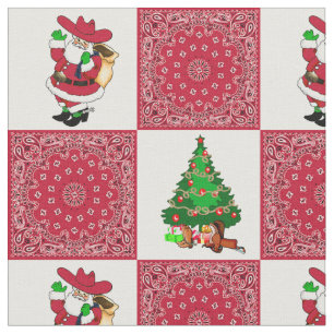 Tecido Papai noel ocidental do vaqueiro do Natal e