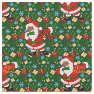 Tecido papai noel preto de toque ligeiro