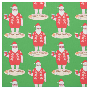 Tecido Papai Noel tropical