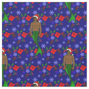 Tecido papais noeis afro-negro merman feio xmas mermaid p