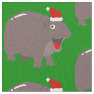 Tecido papais noeis bonitos hippo christmas hippopotamus