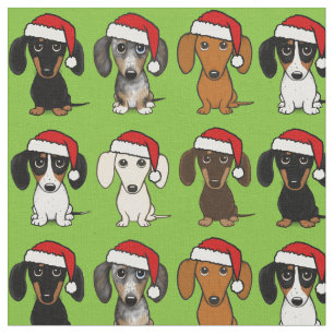 Tecido Papais noeis Dachshances Cute Wiener Cães Natal