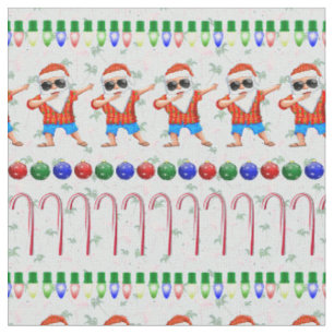 Tecido Papais noeis de Dabbing no Natal