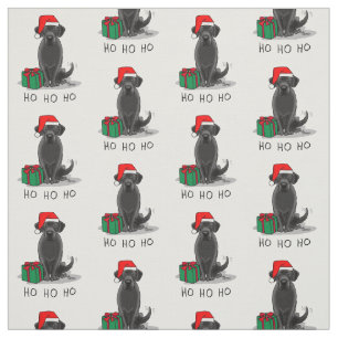Tecido Papais noeis de Natal Black Labrador Retriever Cut