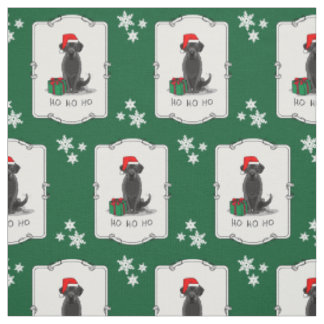 Tecido Papais noeis de Natal Black Labrador Retriever Cut