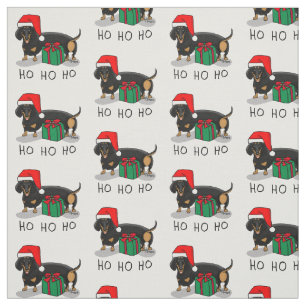 Tecido Papais noeis de Natal Dachshund (S pretos e bronze