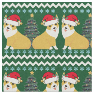 Tecido Papais noeis de Natal de Corgi