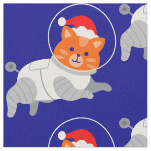 Tecido papais noeis de natal feios de gato astronauta