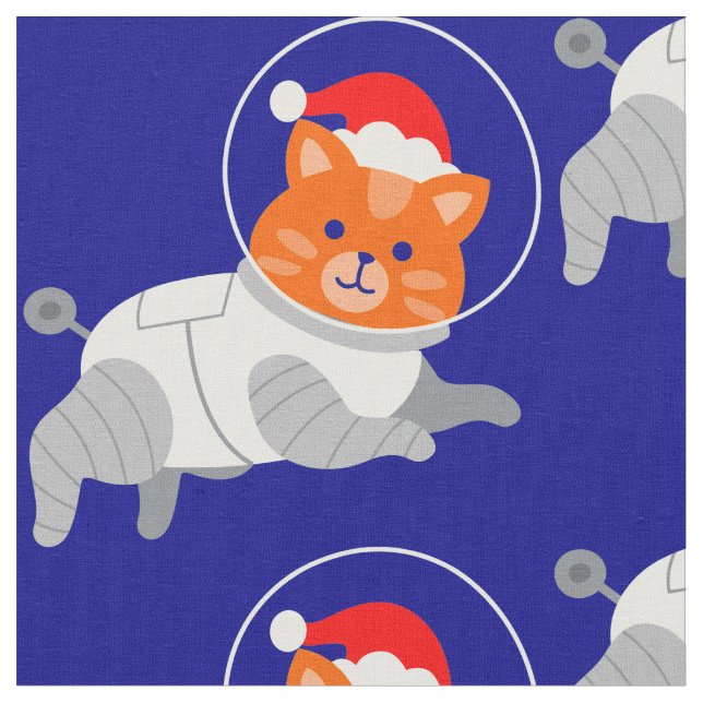 Tecido papais noeis de natal feios de gato astronauta (Detalhe)