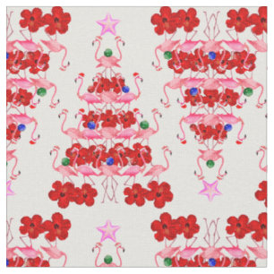 Tecido Papais noeis de Natal Feriado Flamingos a Rosa