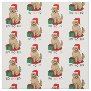 Tecido Papais noeis de Natal Goldendoododle (ouro vermelh