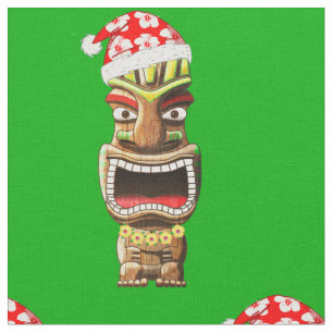 Tecido Papais noeis de Natal Havaianos Tiki