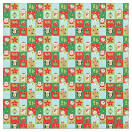 Tecido Papais noeis de Praça de Natal Elves Reindeer e Ma