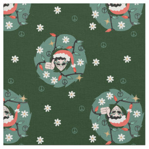Tecido papais noeis de wreath de natal dos anos 70
