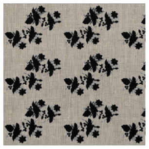 Tecido Papel de embrulho com fundo floral preto e branco