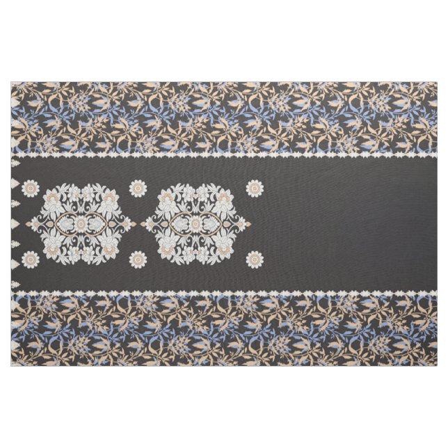 Tecido Papel de parede Floral Preto. Boho Lace Textile (Jarda)