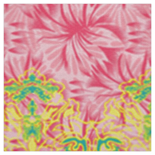 Tecido Papel de parede rosa. Têxtil em Grade Floral (Modelo)
