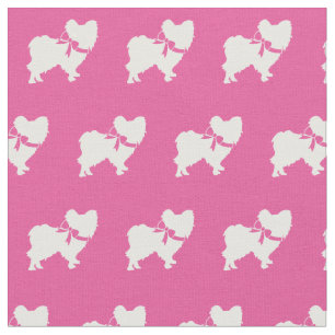 Tecido Papillon Dog Silhouette Pet Pink