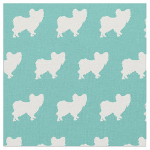 Tecido Papillon Dog Silhouette Pet Teal