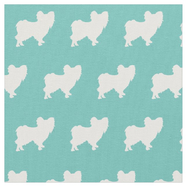 Tecido Papillon Dog Silhouette Pet Teal (Detalhe)