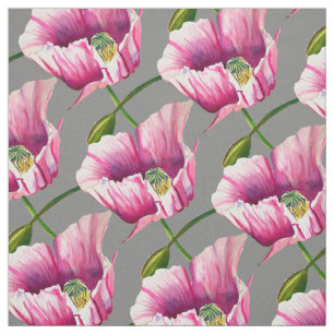 Tecido Papoila cor-de-rosa, árvore das flores