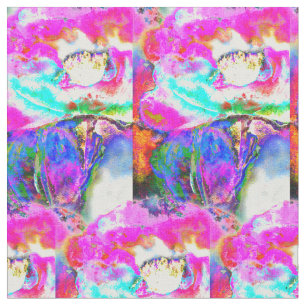 Tecido Papoila cor-de-rosa, pintura floral aquosa