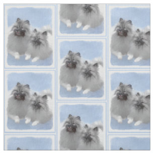 Tecido Par de Keeshond Pintura de Kees Arte Animal Origin