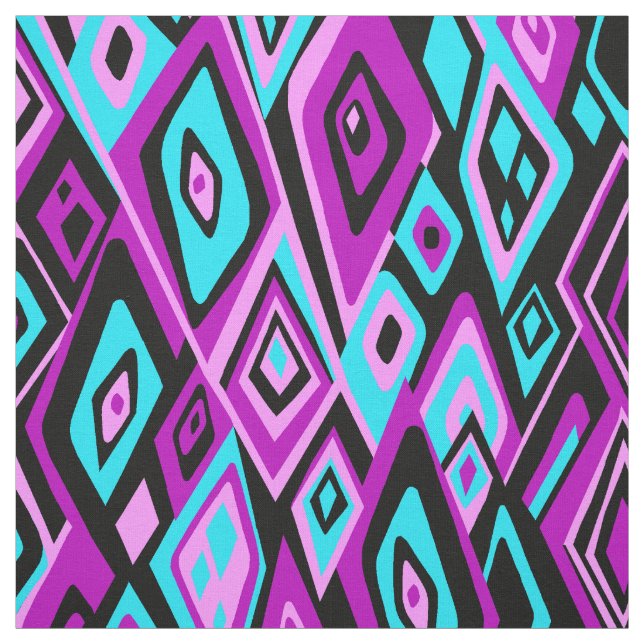Tecido Para fora abstrato psicadélico retro distante (Modelo)