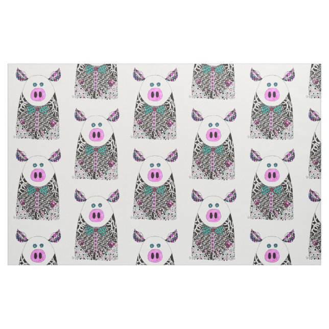 Tecido para porcos, bonito e colorido (Fat Quarter)