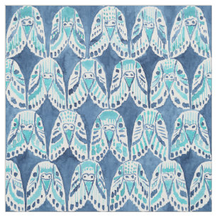 Tecido PARAKEET no teste padrão azul de Boho Budgie da