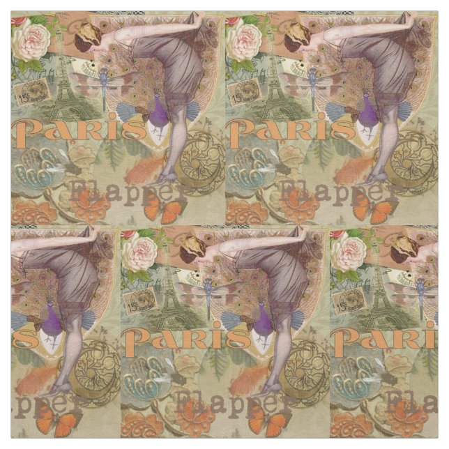 Tecido Paris Flapper Art Deco Peacock Vintage (Modelo)