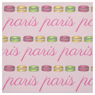 Tecido Paris França Comida Francesa Cookies Rosa Macaron