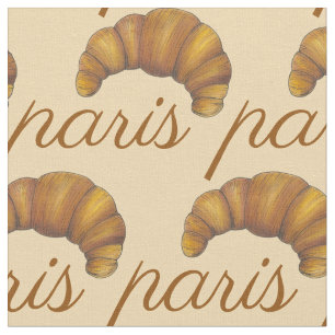 Tecido Paris França Croissant Paery Comida