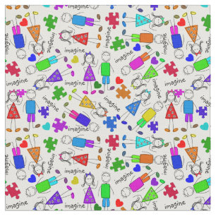 Tecido Partes do quebra-cabeça dos miúdos da consciênc