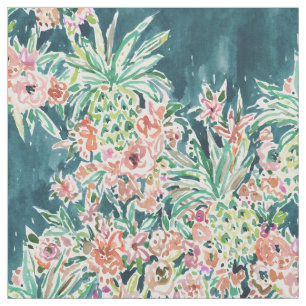 Tecido PARTIDO Boho tropical luxúria do ABACAXI floral